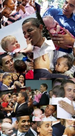 Obama with babies